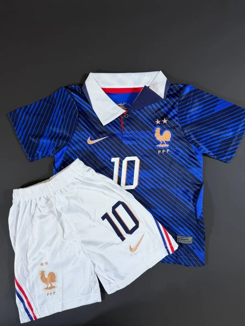 KIDS France Home Mbappe #10 2026 Football Soccer Jersey & Shorts Kit Blue